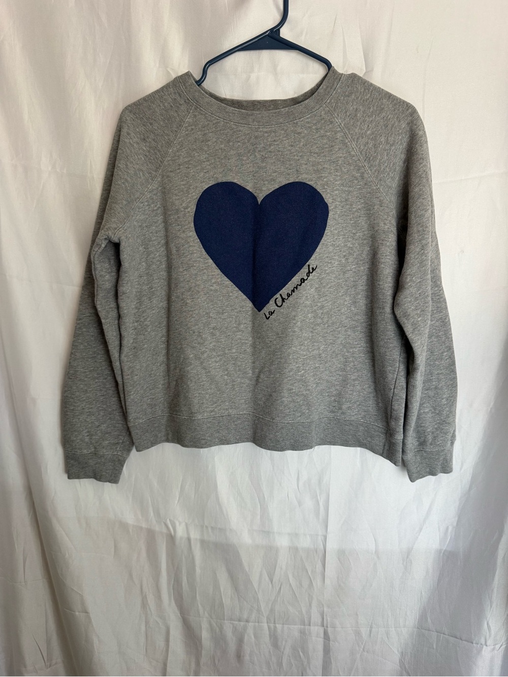 Sézane Grey "La Chamade" Heart Graphic Sweatshirt - Size Small - Picture 2 of 7